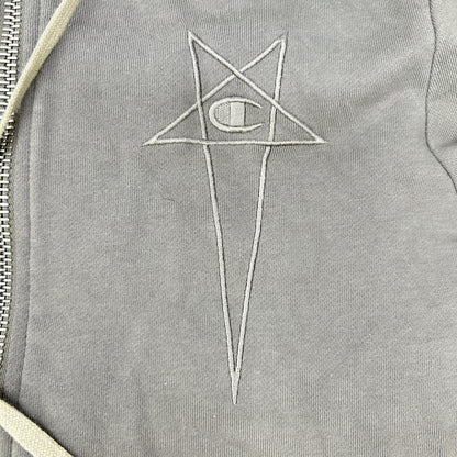 Rick Owens x Champion Pentagram Zip Up Hoodie Gray Size S
