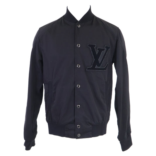 LOUIS VUITTON Black LV Logo Patch Varsity Jacket Size 46