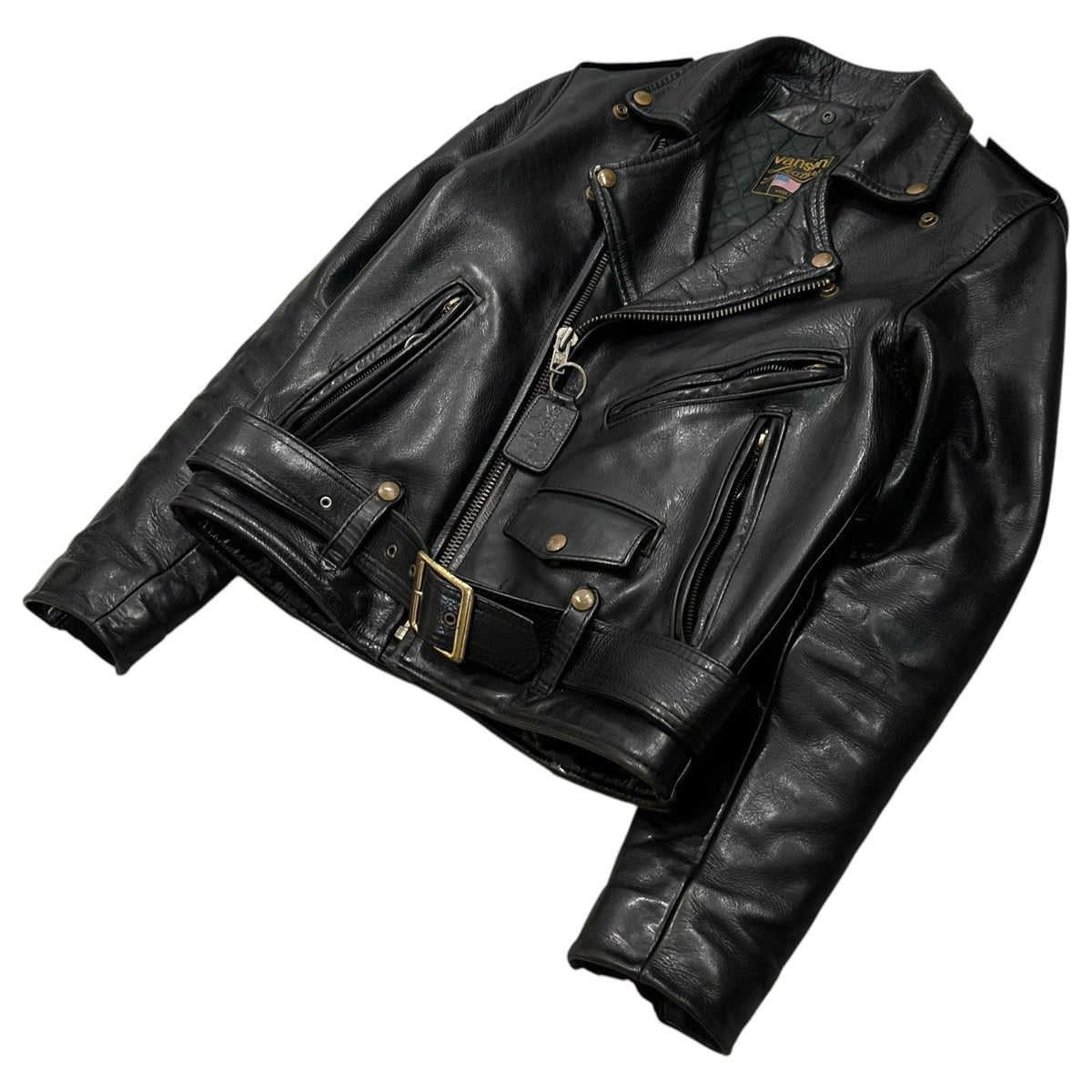 VANSON TYPE C2 Double Rider Leather Jacket Black Size 38
