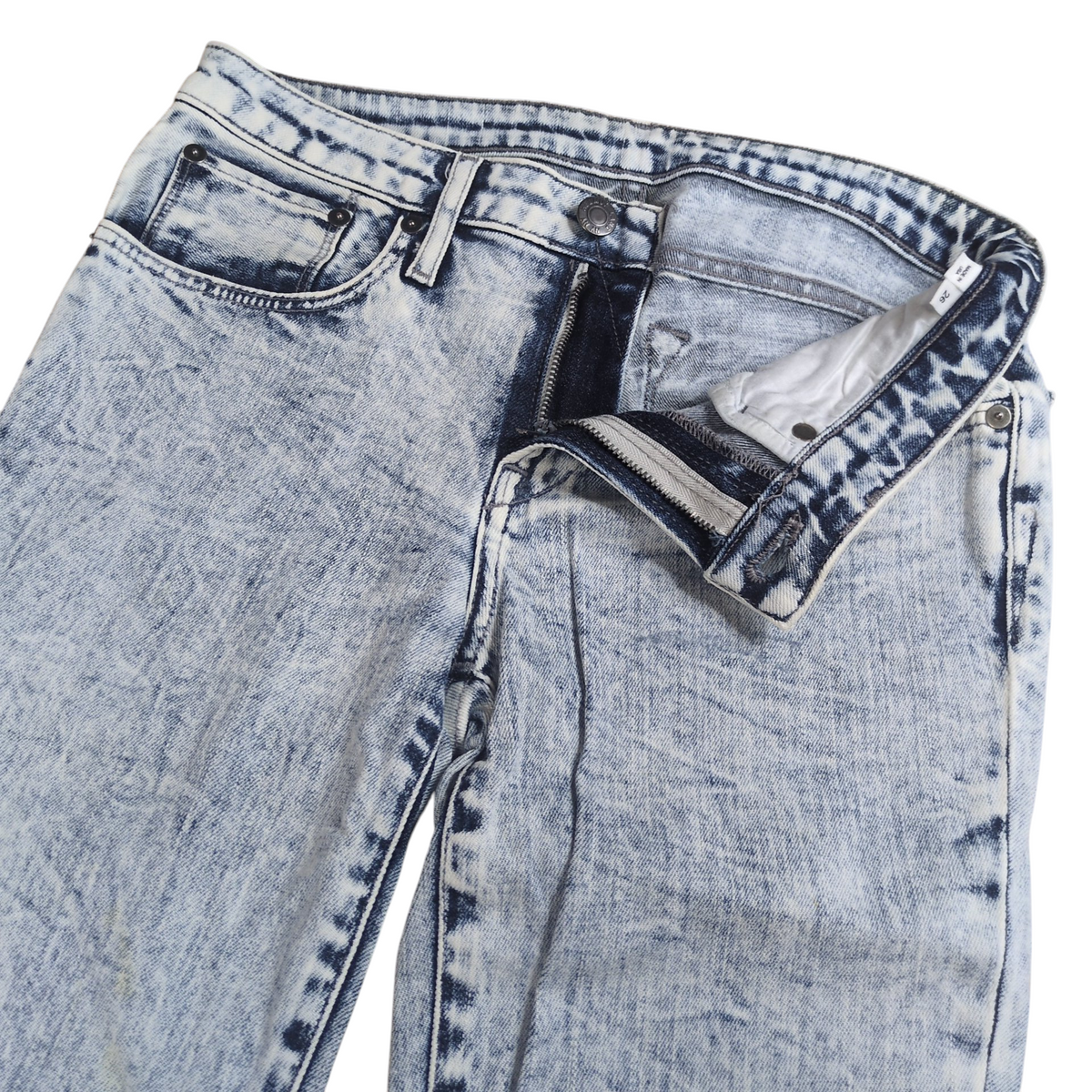 HELMUT LANG Blue Chemical Wash Side Zip Skinny Denim Size 26