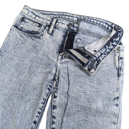 HELMUT LANG Blue Chemical Wash Side Zip Skinny Denim Size 26
