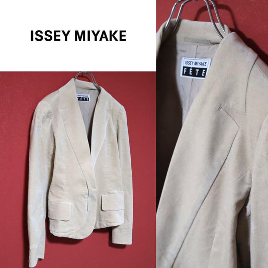 Issey Miyake Beige Cashmere Blend Collarless Jacket Size 2