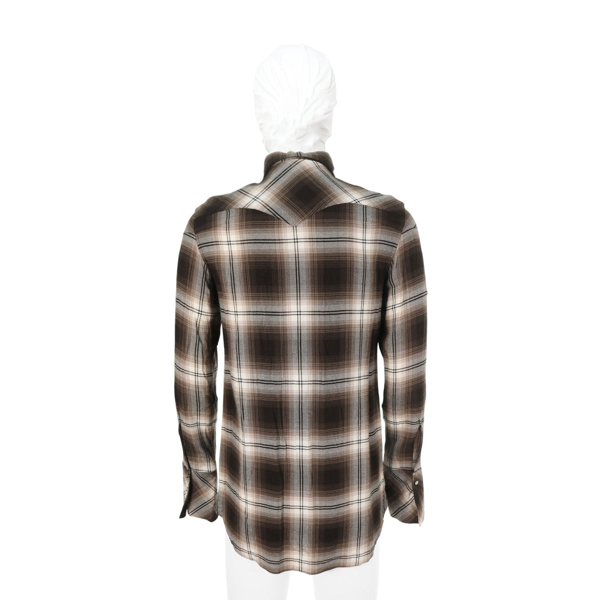 NUMBER (N)INE 2007 S/S Rayon Long Sleeve Shirt Brown/White Size 2