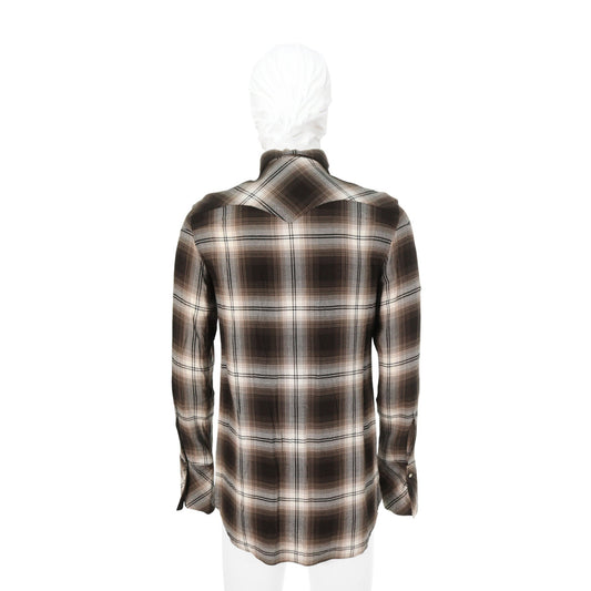 NUMBER (N)INE 2007 S/S Rayon Long Sleeve Shirt Brown/White Size 2