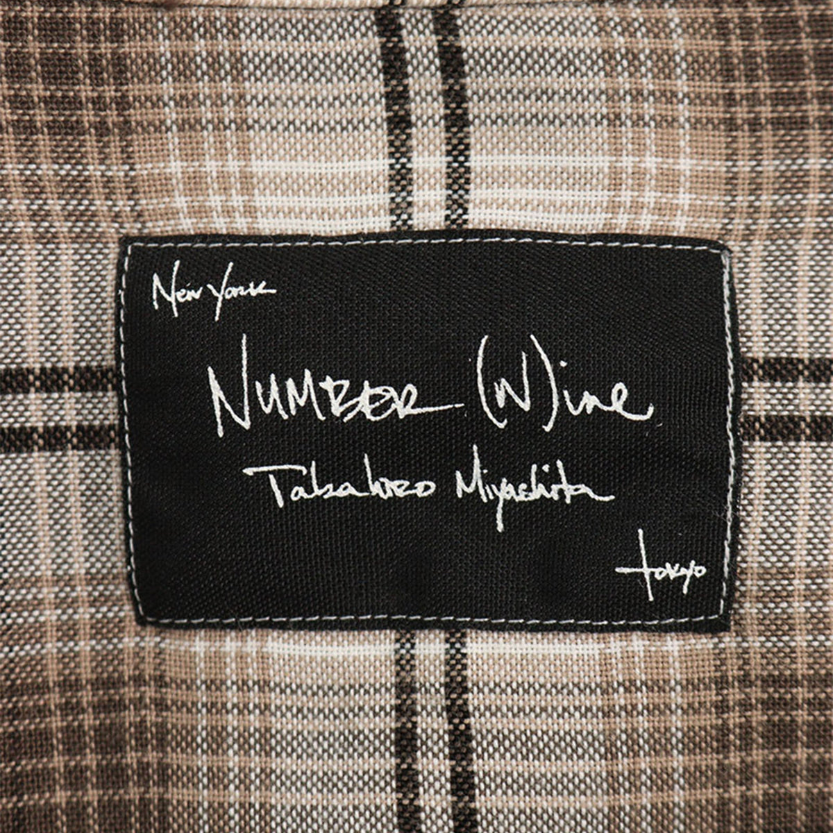 NUMBER (N)INE 2007 S/S Rayon Long Sleeve Shirt Brown/White Size 2