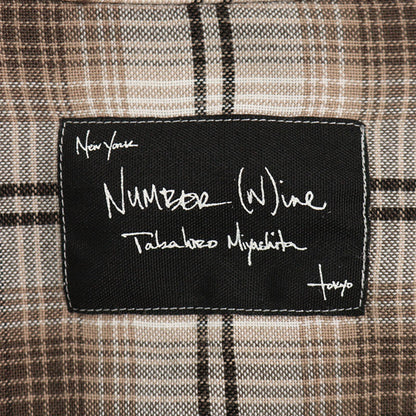 NUMBER (N)INE 2007 S/S Rayon Long Sleeve Shirt Brown/White Size 2