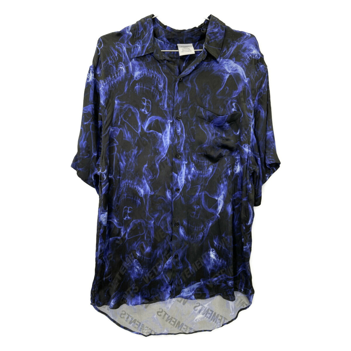 VETEMENTS Short Sleeve Skulls Logo Shirt Black/Blue Size XS