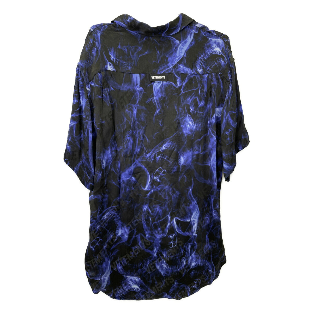 VETEMENTS Short Sleeve Skulls Logo Shirt Black/Blue Size XS