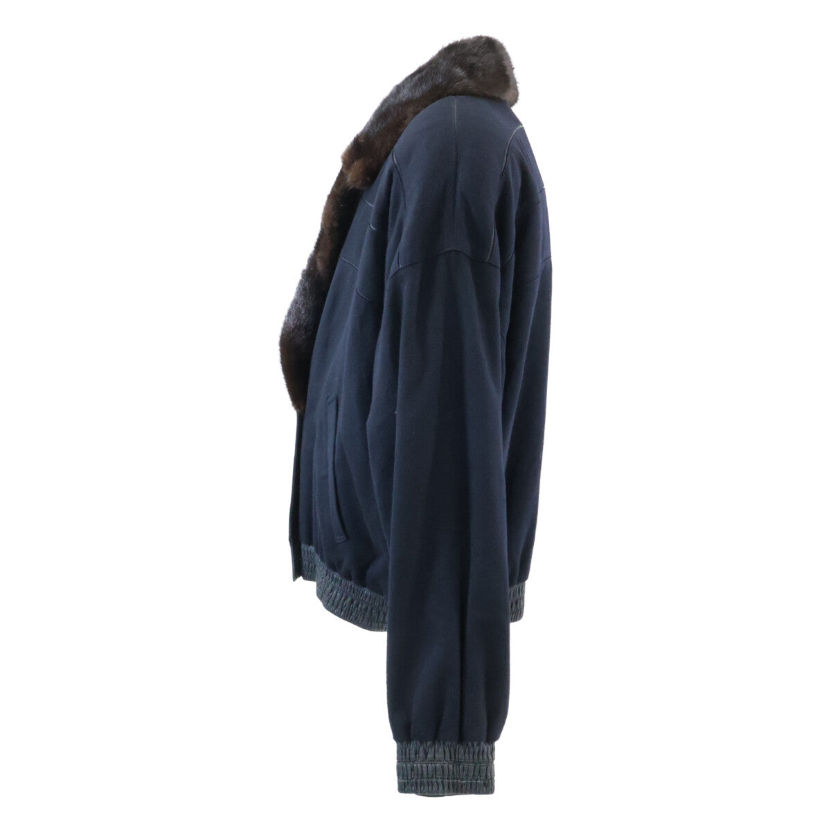 ZILLI Cashmere Silk Lamb Leather Fur Blouson Navy Size 50