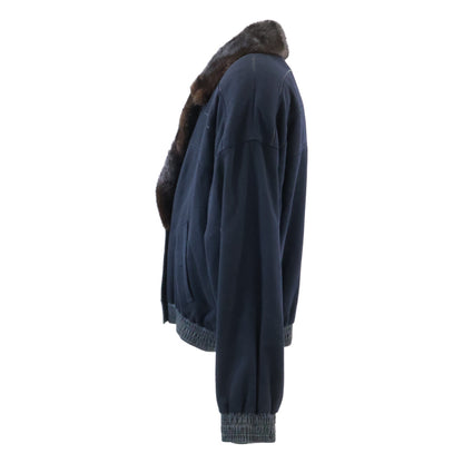 ZILLI Cashmere Silk Lamb Leather Fur Blouson Navy Size 50