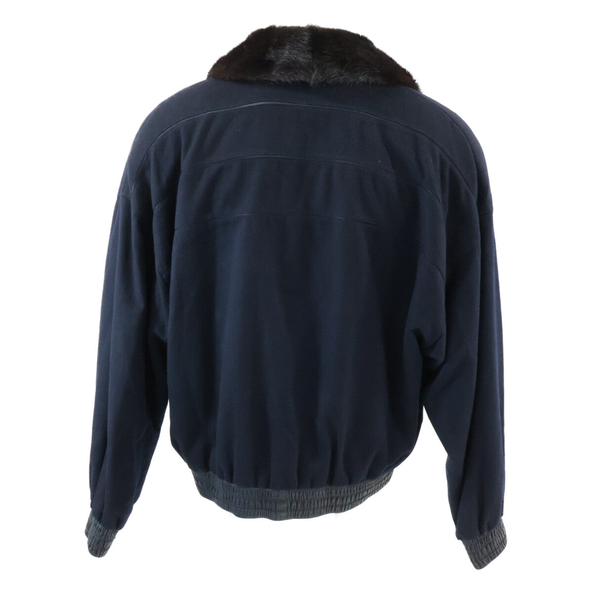ZILLI Cashmere Silk Lamb Leather Fur Blouson Navy Size 50