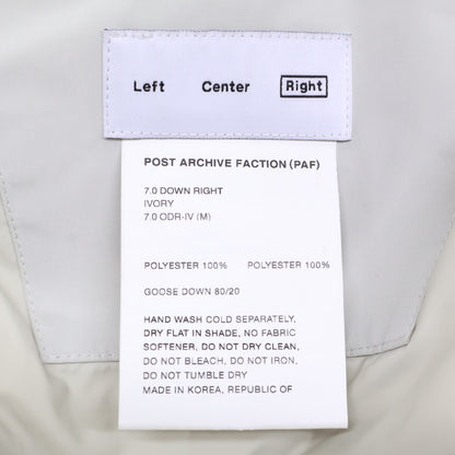 POST ARCHIVE FACTION 7.0 Down Right Jacket Ivory Size M