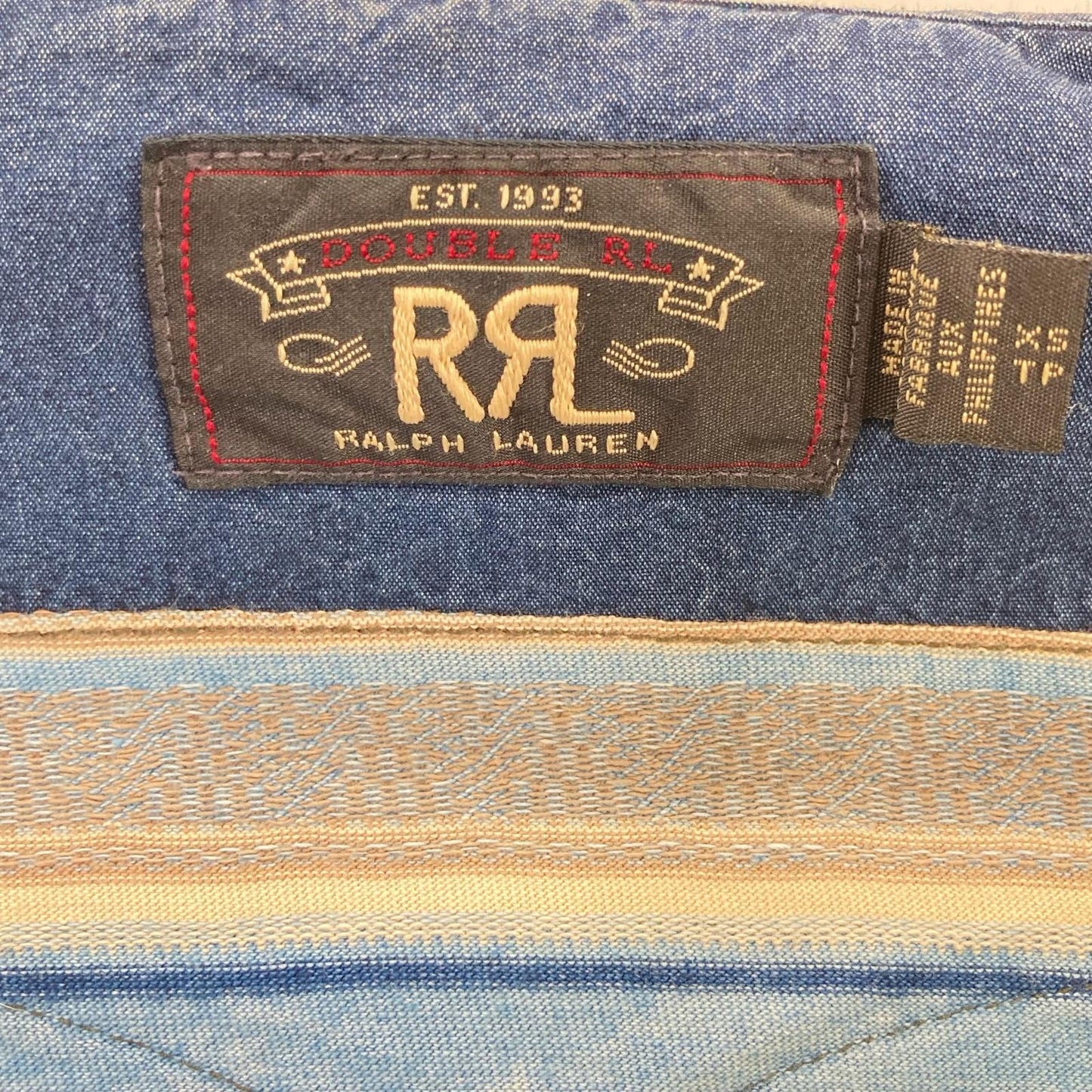 RRL Blue Buffalo Western Shirt Cotton Size XS