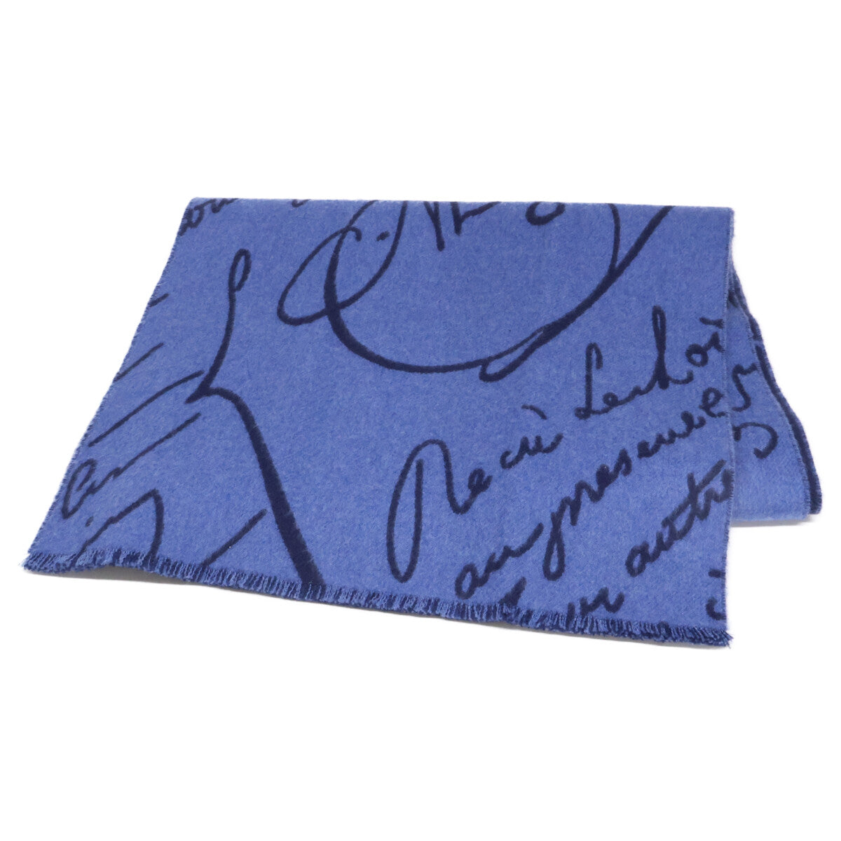 Berluti Blue Navy Wool Scritto Scarf Size ONE SIZE