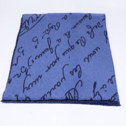Berluti Blue Navy Wool Scritto Scarf Size ONE SIZE