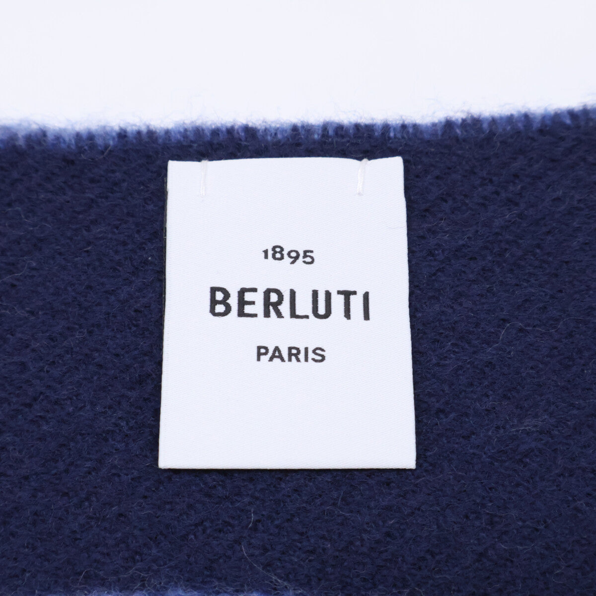 Berluti Blue Navy Wool Scritto Scarf Size ONE SIZE