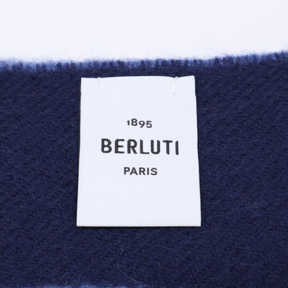 Berluti Blue Navy Wool Scritto Scarf Size ONE SIZE