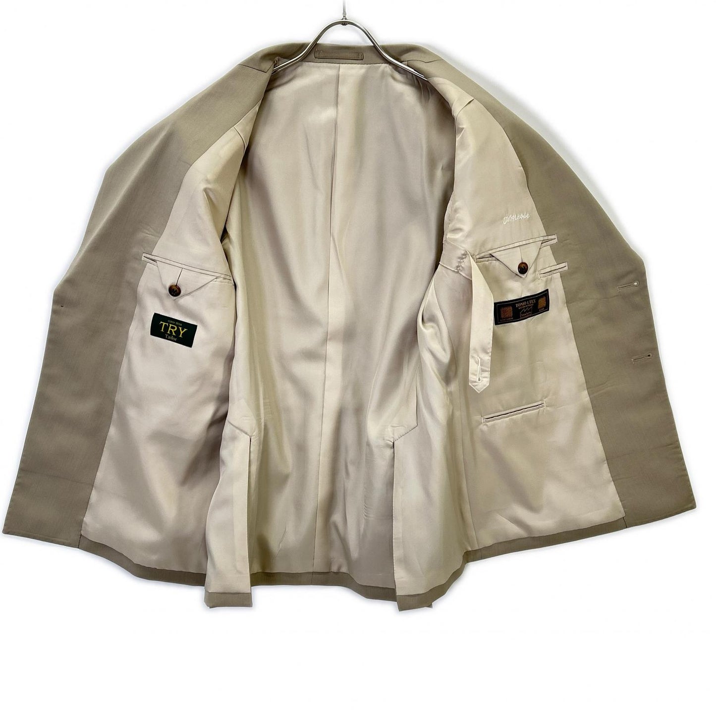 TRY TAILOR Beige 3-Piece Double Breasted Suit