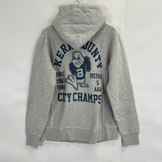 Champion Gray Reverse Weave Henley Neck Hoodie Size MEDIUM