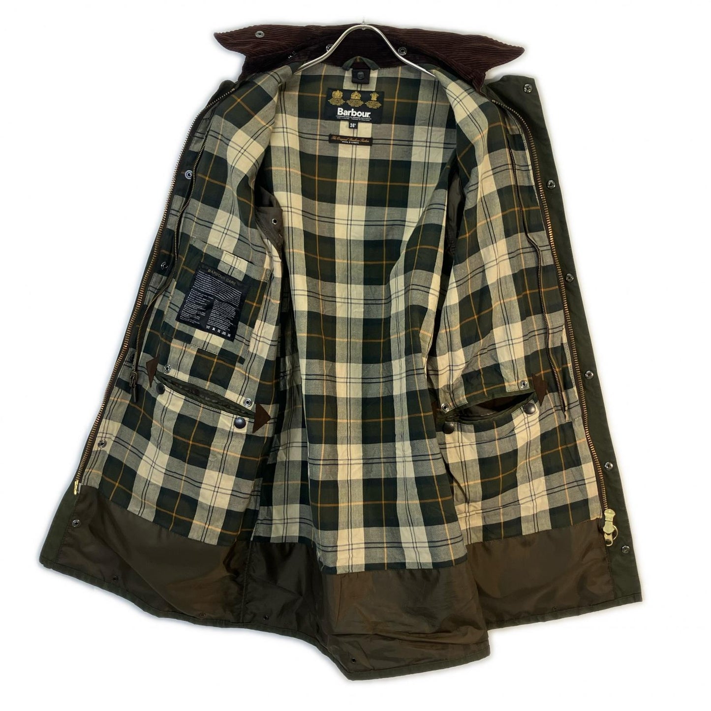 Barbour Green SL BORDER Waxed Cotton Coat Size 36