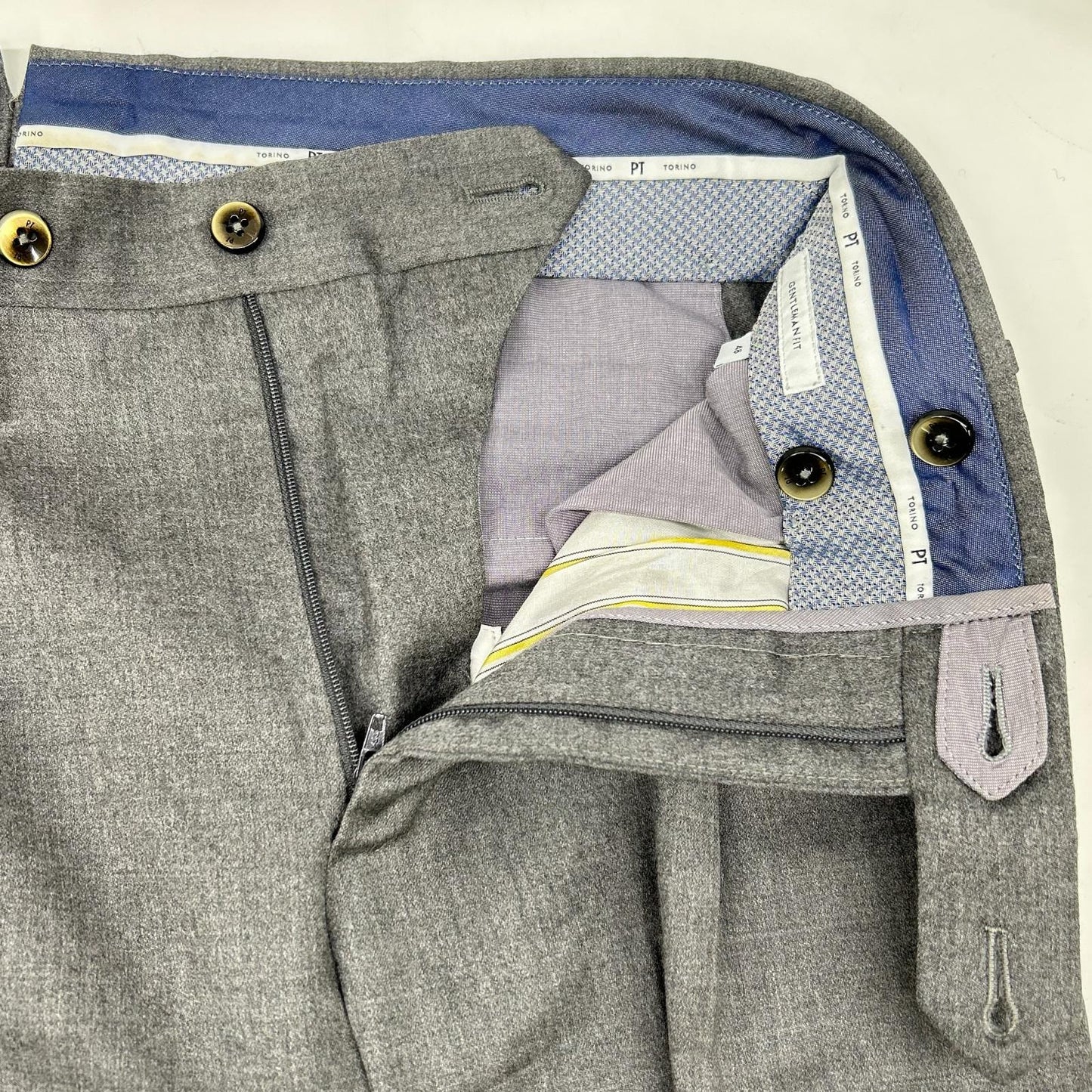PT TORINO Gray Wool Gentleman Fit Slacks Size 48