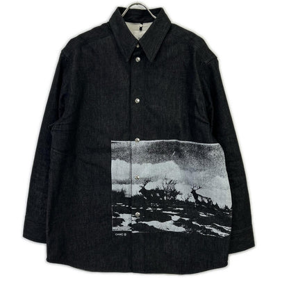 OAMC Black/White Graphic Denim Shirt Size L