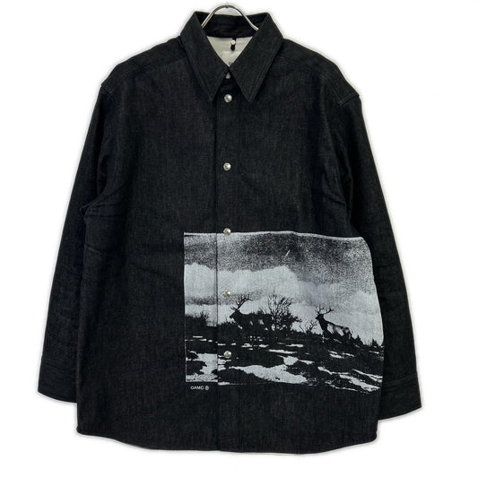 OAMC Black/White Graphic Denim Shirt Size L