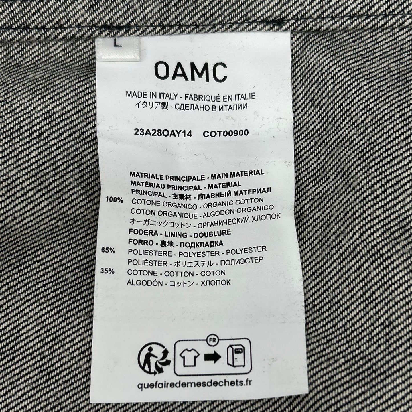 OAMC Black/White Graphic Denim Shirt Size L