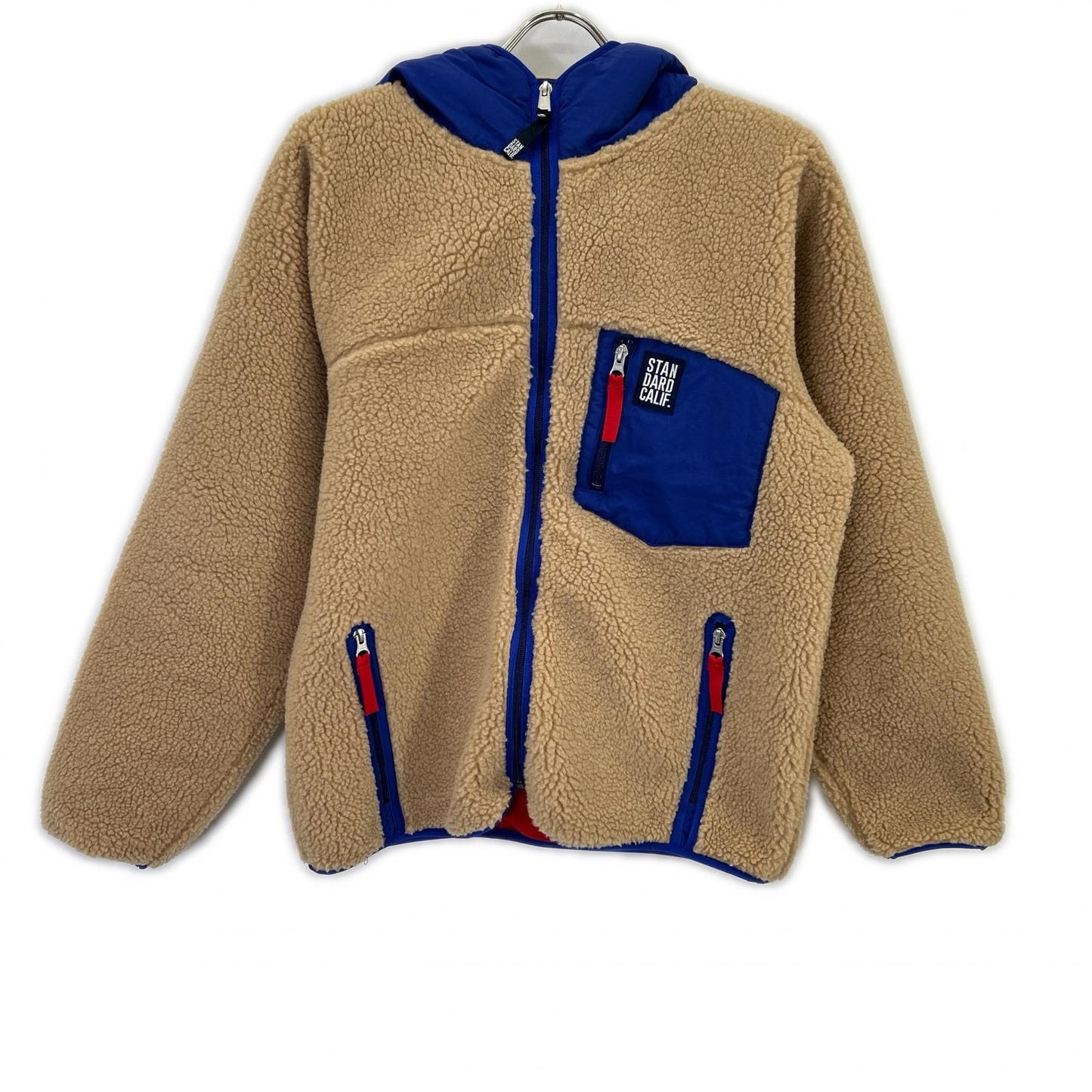 STANDARD CALIFORNIA Hooded Pile Fleece Jacket Beige Size S