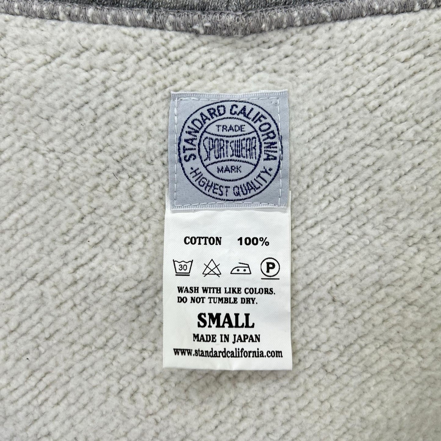 STANDARD CALIFORNIA Cotton Zip-Up Hoodie Gray Size S