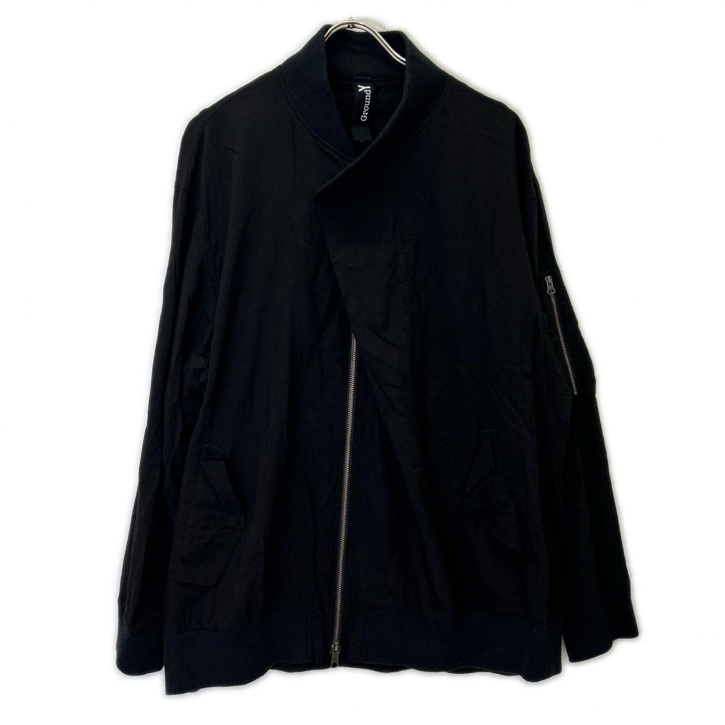 Ground Y Black Front Tuck MA-1 Bomber Jacket Size 3