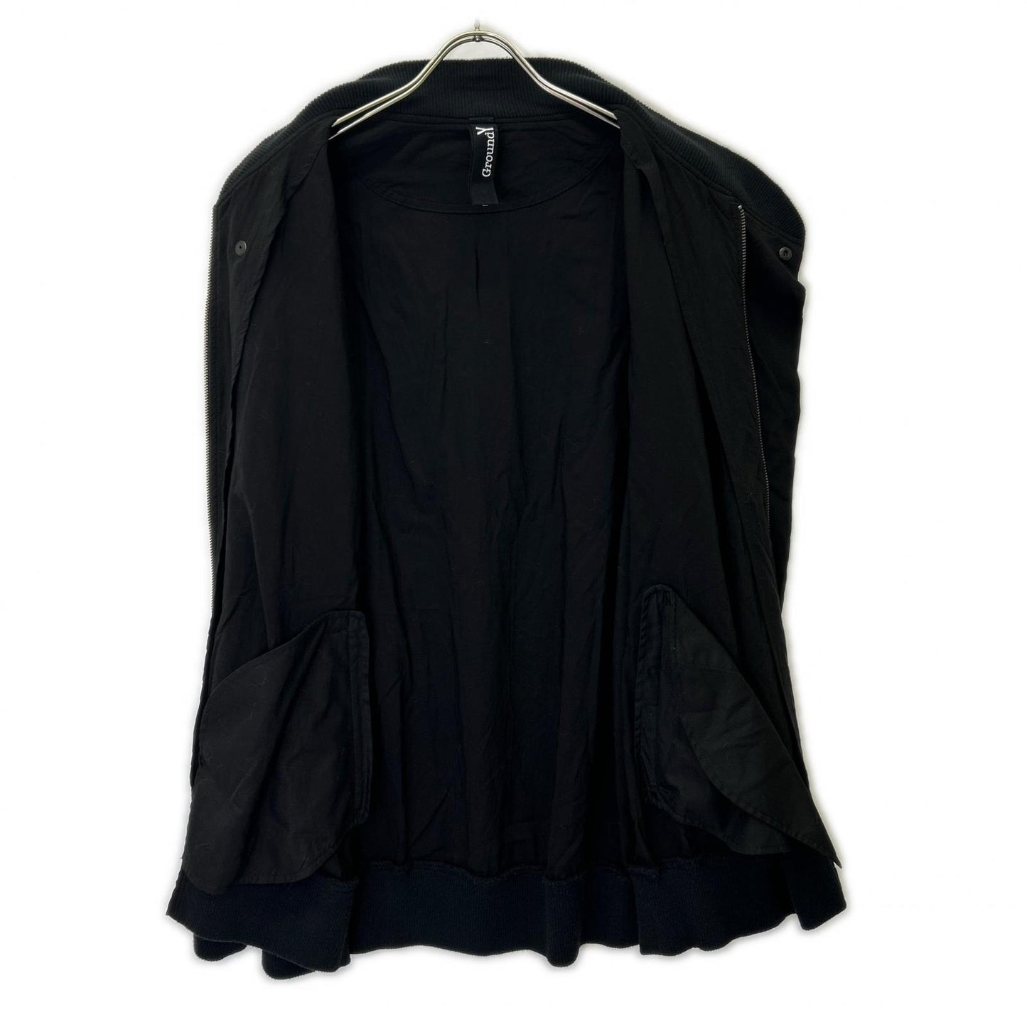 Ground Y Black Front Tuck MA-1 Bomber Jacket Size 3