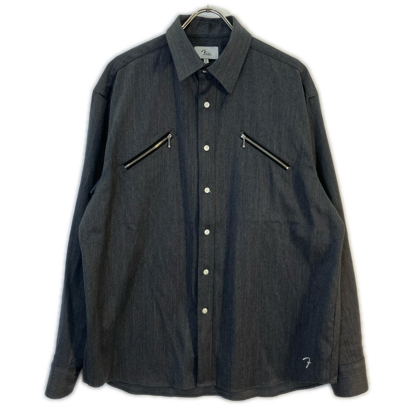 F IS FOR FENDER Gray Wool Telecaster Zipper Shirt Size 3
