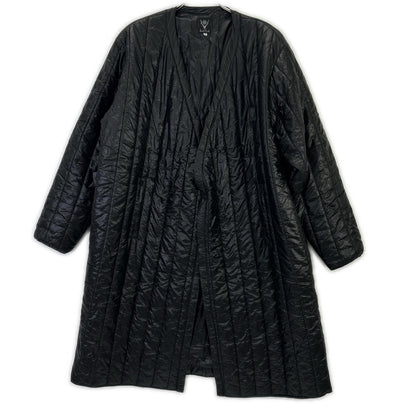 South2 West8 Black HM810 Quilted V Neck Coat Size M