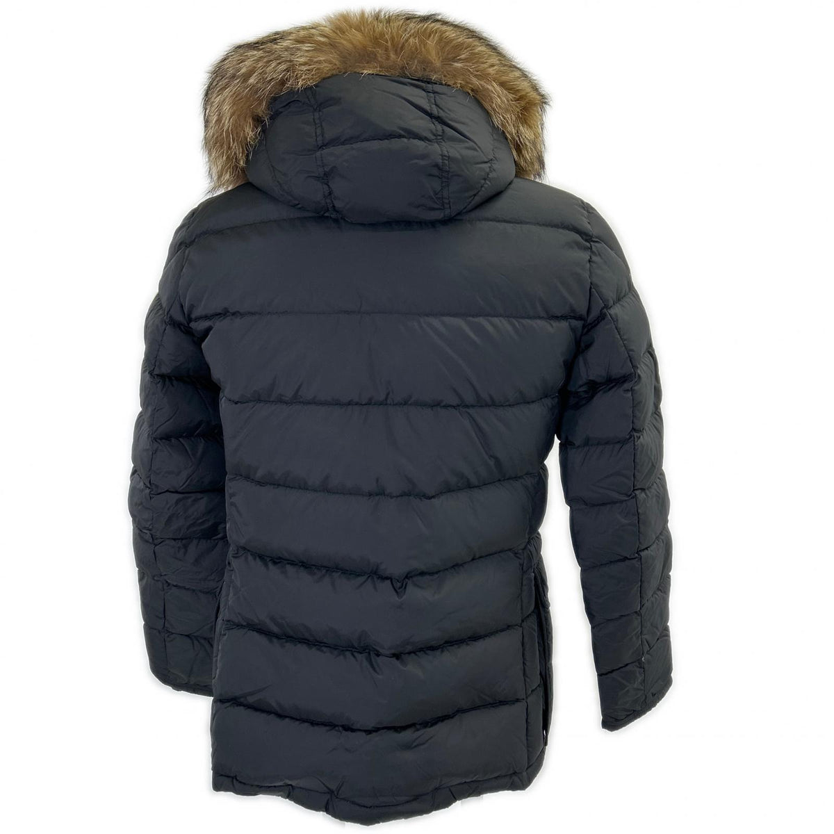 MONCLER CLUNY Fur Hooded Down Jacket Black Size 1