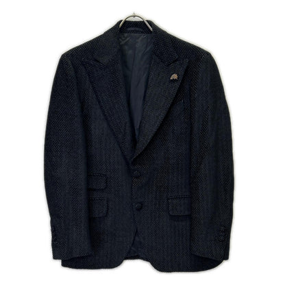 Gabriele Pasini Black Herringbone Lapel Jacket Size 46