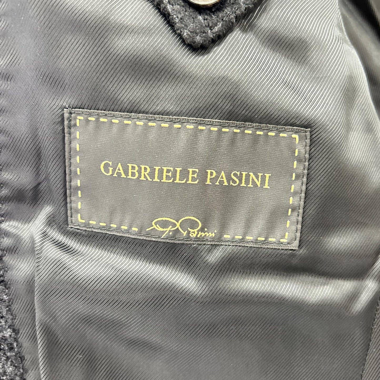 Gabriele Pasini Black Herringbone Lapel Jacket Size 46