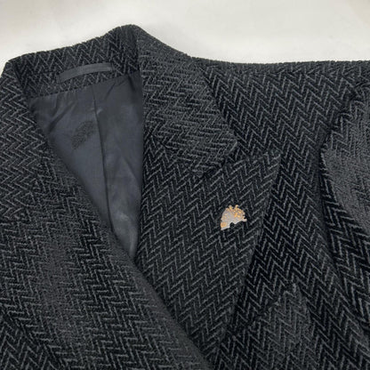 Gabriele Pasini Black Herringbone Lapel Jacket Size 46