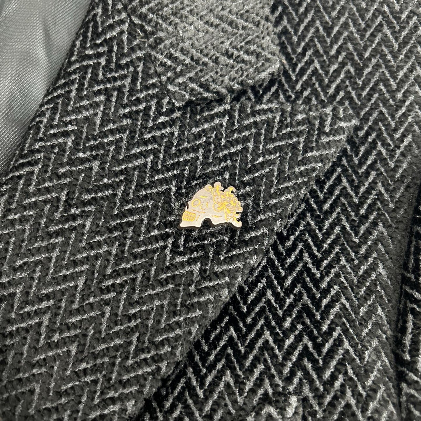Gabriele Pasini Black Herringbone Lapel Jacket Size 46