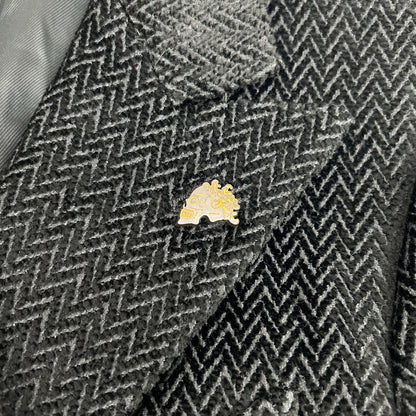 Gabriele Pasini Black Herringbone Lapel Jacket Size 46