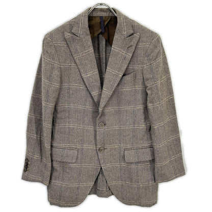 Santaniello Herringbone Windowpane Jacket Brown Size 44