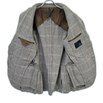 Santaniello Herringbone Windowpane Jacket Brown Size 44