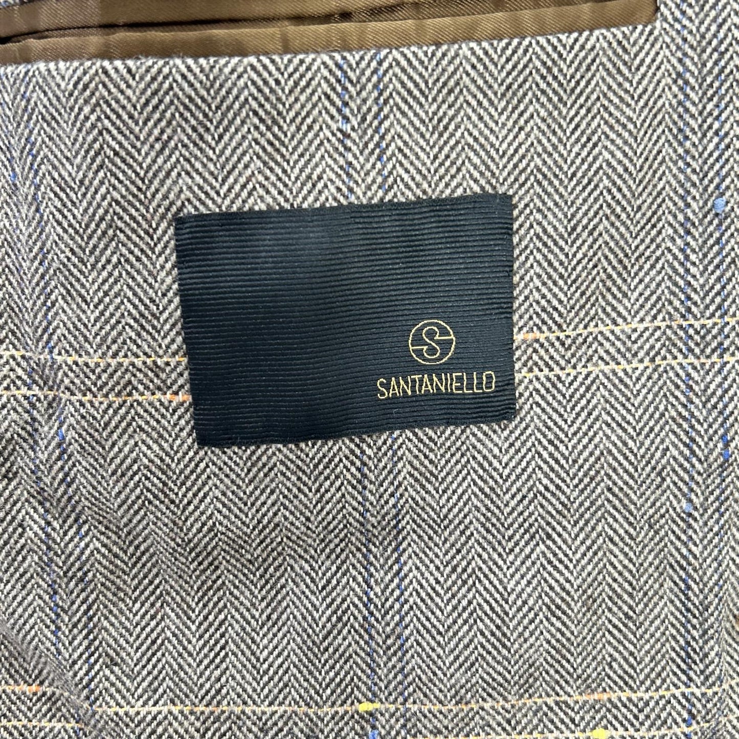 Santaniello Herringbone Windowpane Jacket Brown Size 44