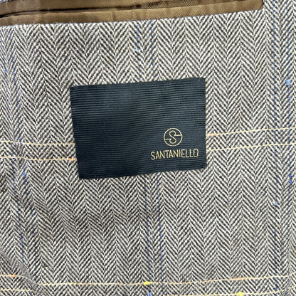 Santaniello Herringbone Windowpane Jacket Brown Size 44