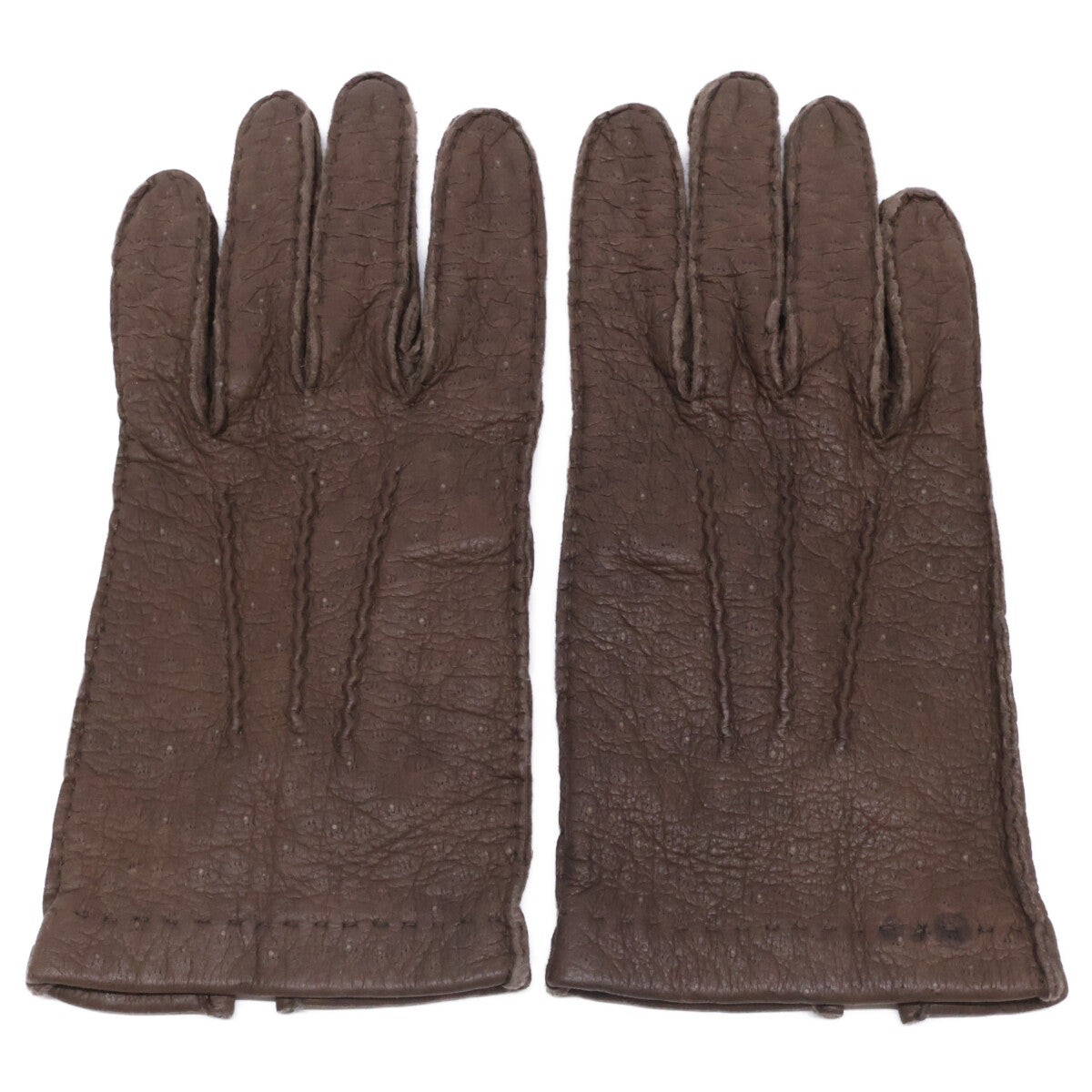 Gantier Unlined Peccary Leather Gloves Dark Brown Size 7