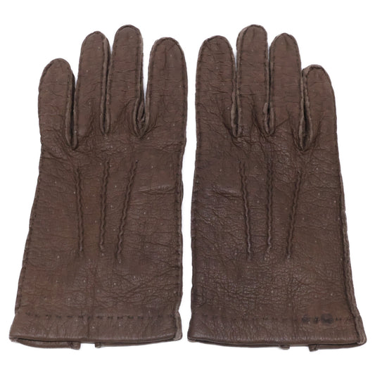 Gantier Unlined Peccary Leather Gloves Dark Brown Size 7