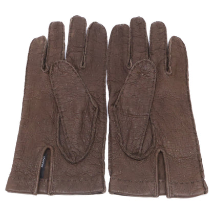 Gantier Unlined Peccary Leather Gloves Dark Brown Size 7