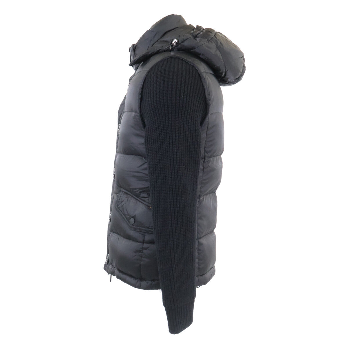 MOORER FOSCOLO-SHM Knit Nylon Hooded Jacket Black Size 44