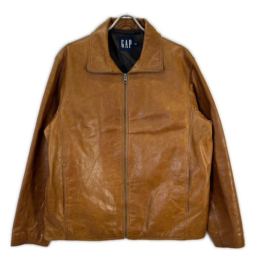 GAP 00s Old Cow Leather Zip Jacket Brown