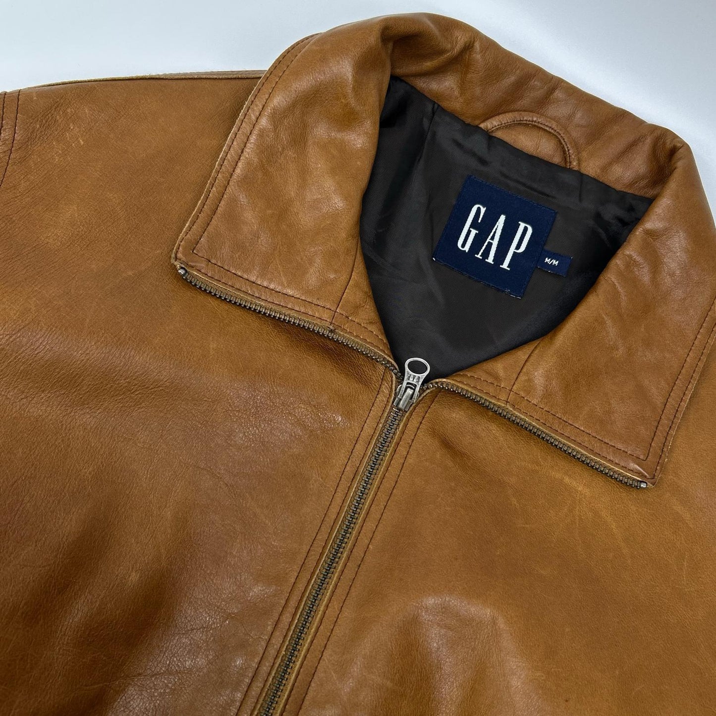 GAP 00s Old Cow Leather Zip Jacket Brown